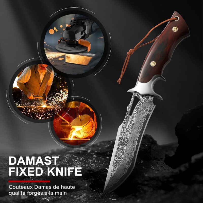 Premium Handmade Damascus Forged Hunting Knife, 10.04'' - Image 6