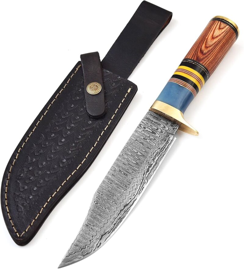 Damascus Forged Fixed Blade Camping Knife by BowieKnifeHQ - Image 3