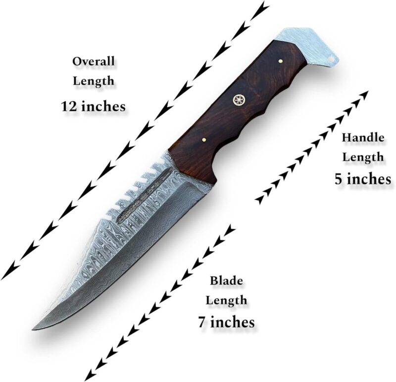 Handmade Damascus Forged 12-Inch Survival Bowie Knife - Image 5