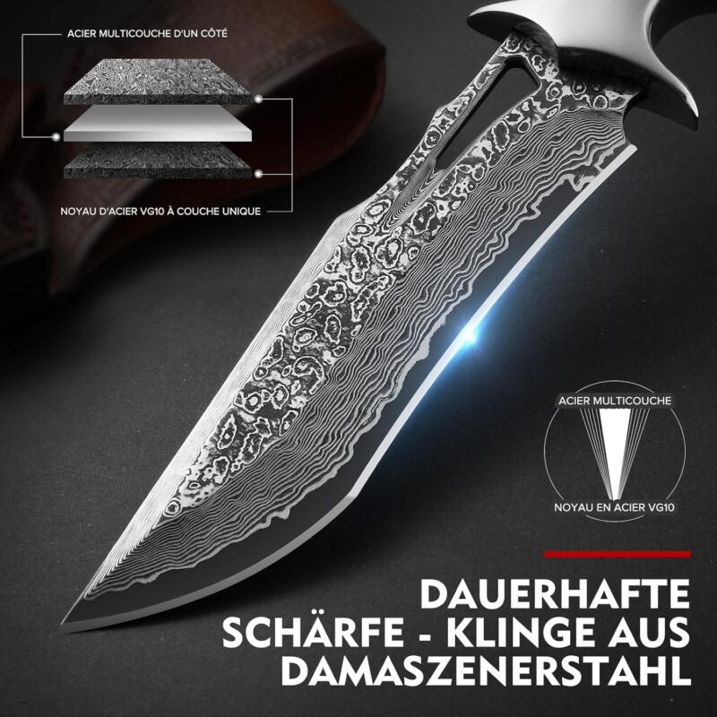 Premium Handmade Damascus Forged Hunting Knife, 10.04'' - Image 7