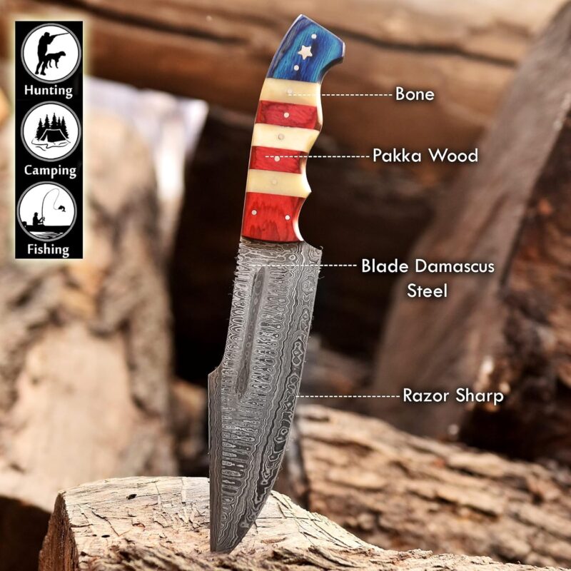 Handmade Damascus Forged 12-Inch Full Tang Bowie Knife - Image 5