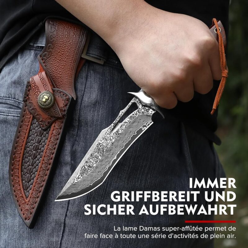 Premium Handmade Damascus Forged Hunting Knife, 10.04'' - Image 5