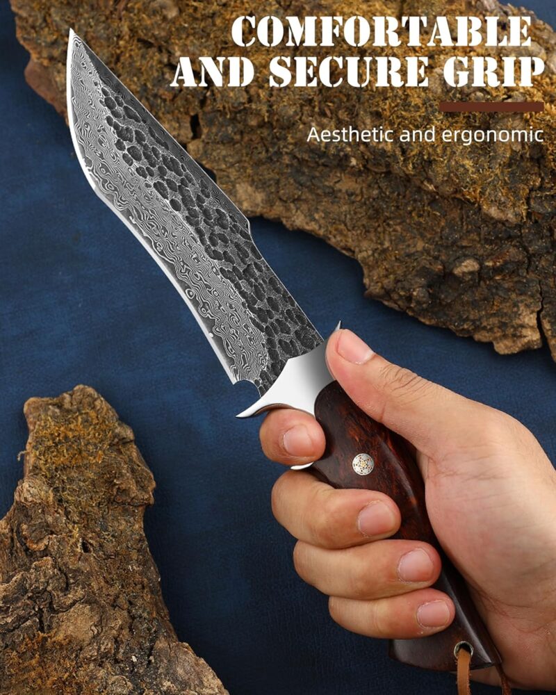 Handmade Damascus Forged Hunting Knife - Image 4