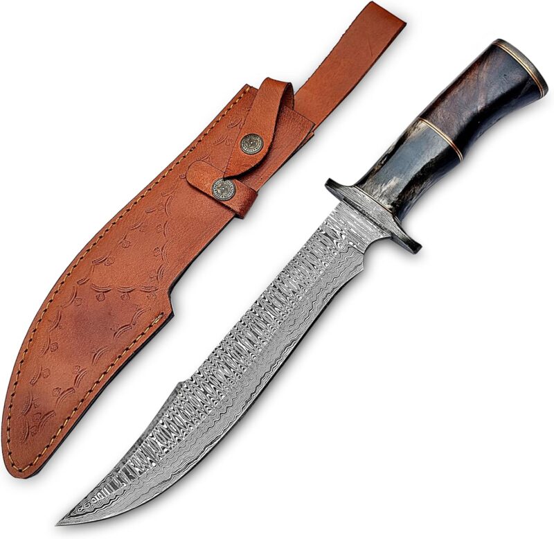 Premium Handmade Damascus Forged 15-Inch Bowie Knife - Image 7