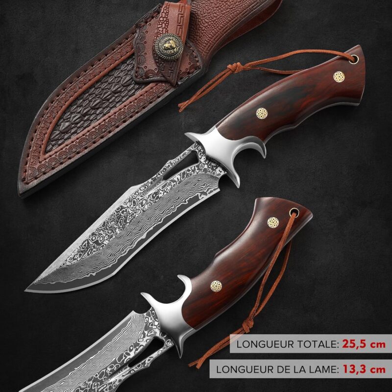 Premium Handmade Damascus Forged Hunting Knife, 10.04'' - Image 9