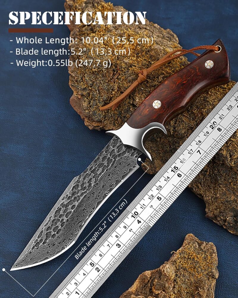 Handmade Damascus Forged Hunting Knife - Image 7