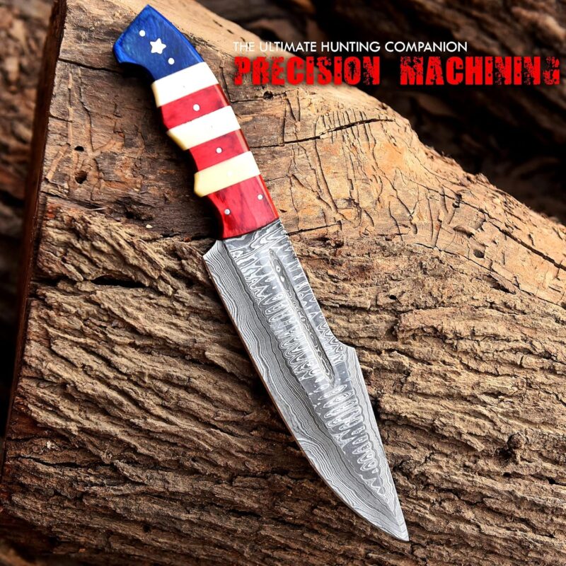 Handmade Damascus Forged 12-Inch Full Tang Bowie Knife - Image 4