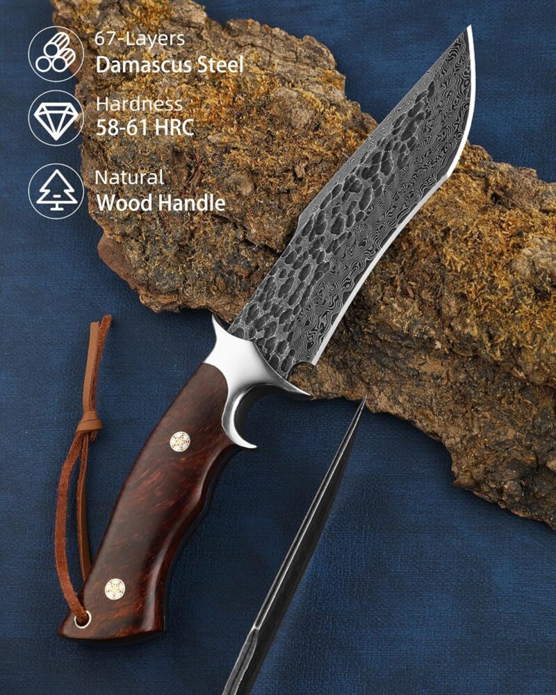 Handmade Damascus Forged Hunting Knife - Image 3