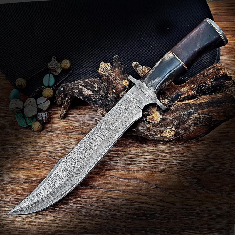 Premium Handmade Damascus Forged 15-Inch Bowie Knife - Image 4
