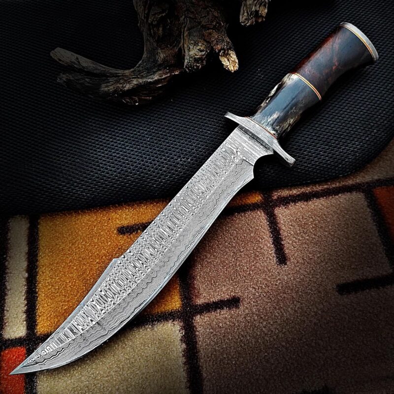 Premium Handmade Damascus Forged 15-Inch Bowie Knife - Image 3