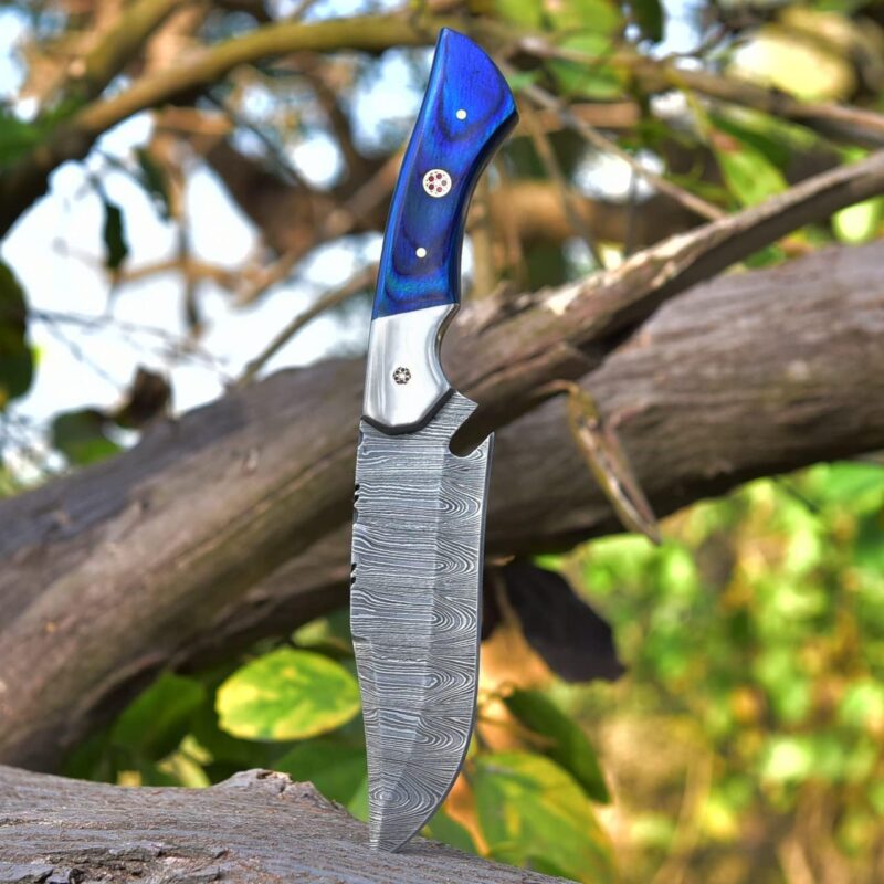 9.5" Handmade Damascus Hunting Knife with Sheath - Image 2